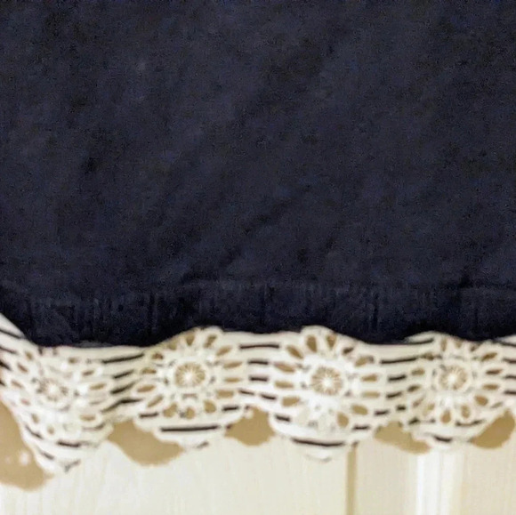 White House Black Market Navy Sweater ‎ Stripe Trim Nautical Lace Size XSP - Picture 5 of 7